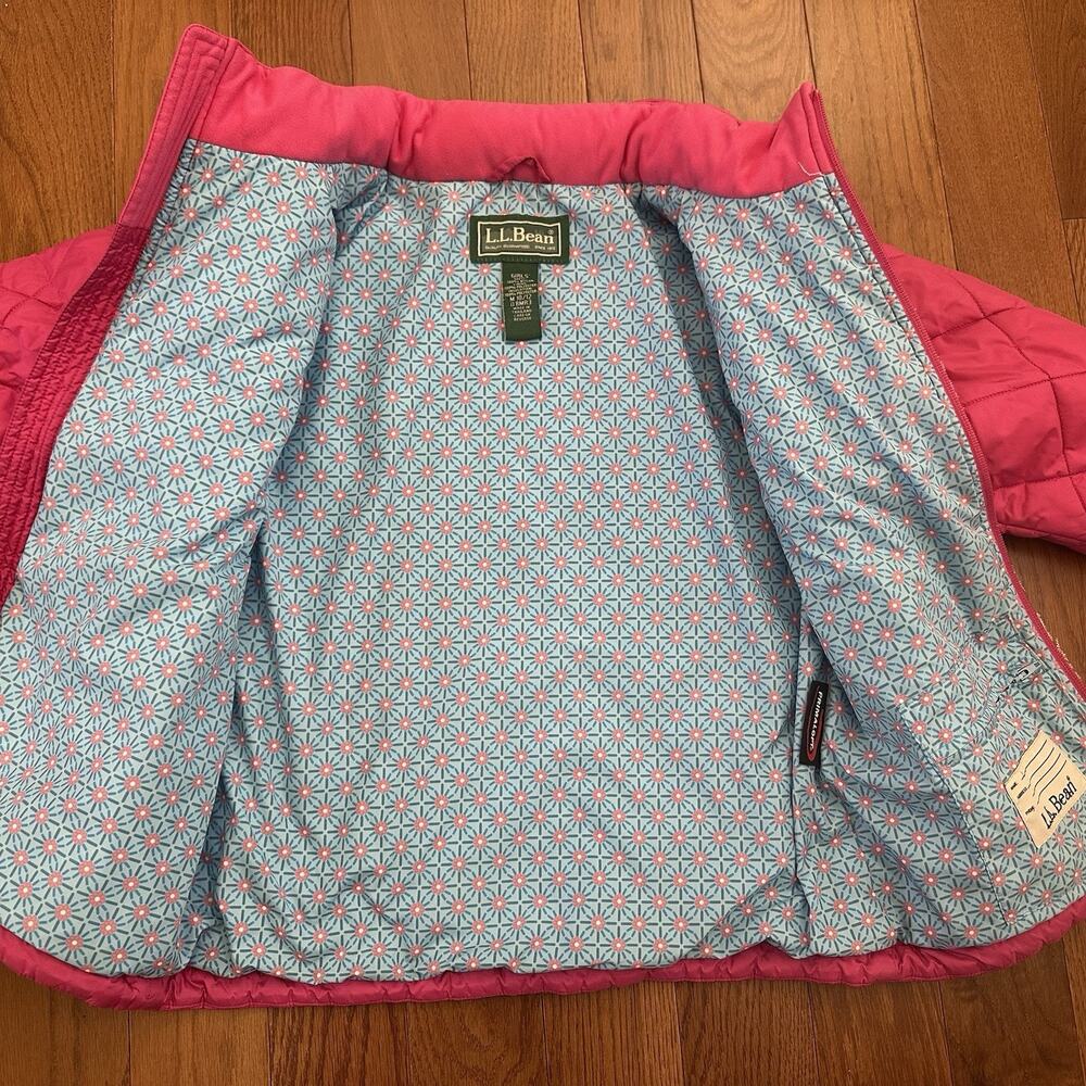 L.L. Bean Jacket Girls 10/12 Pink Lined Thinsulate Snow Hooded Zip Ski‎ Pocket - Picture 5 of 10